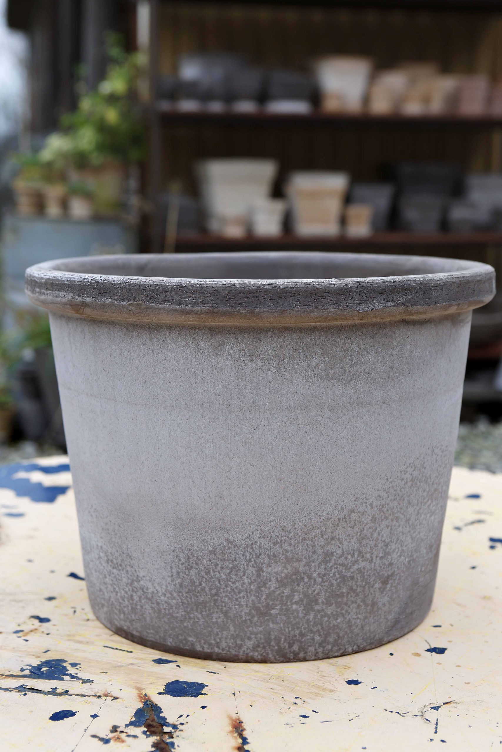 A raw empty grey pot.