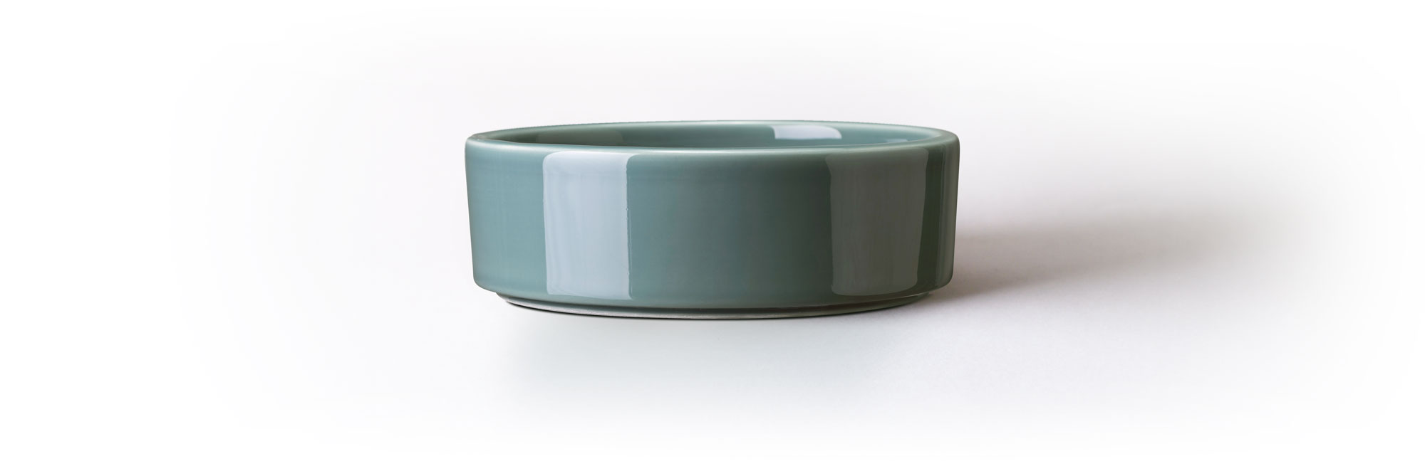 Bergs Potter. Hoff Saucer Misty Blue Glazed. Interior